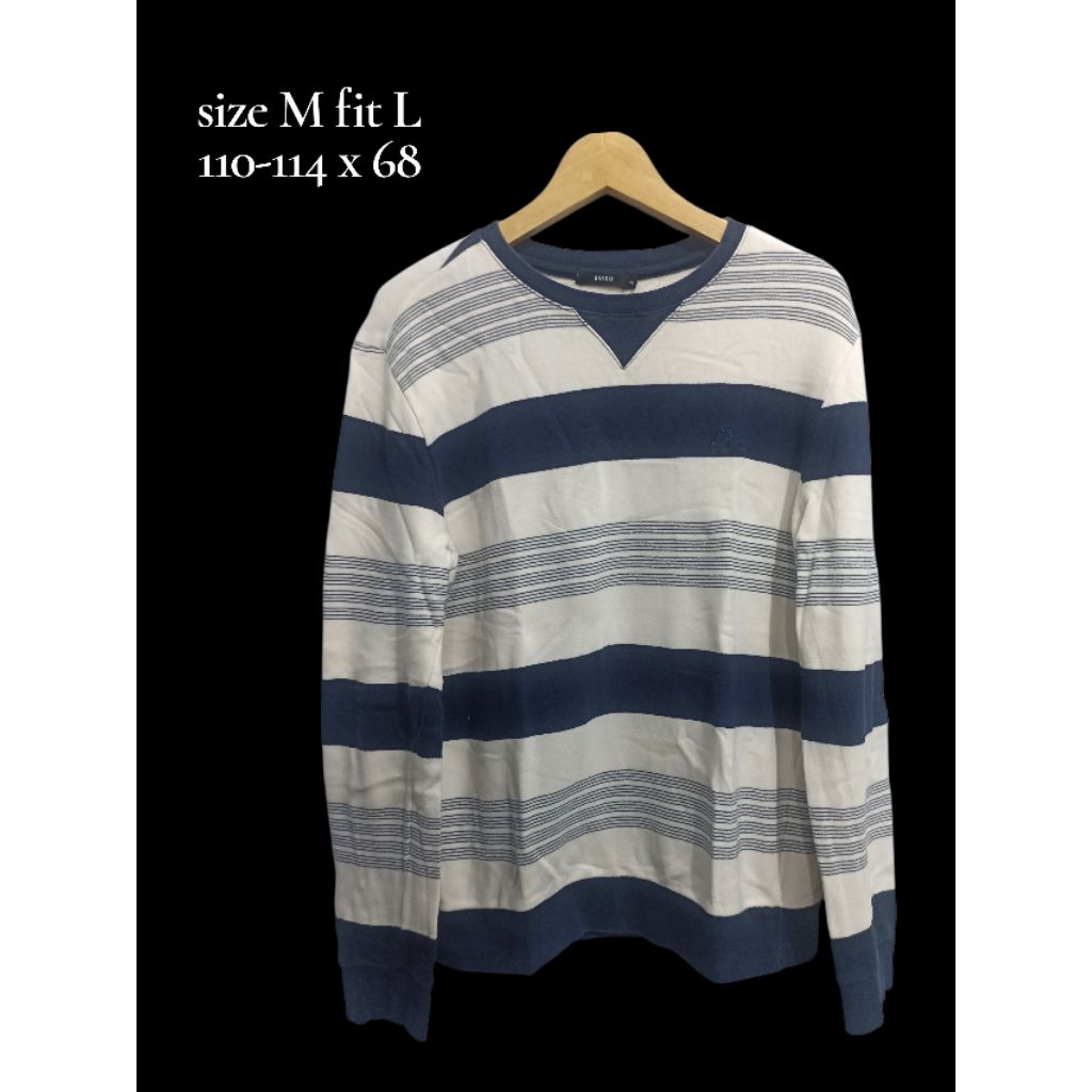 crewneck sweatshirt evisu salur navy putih sz M fit L