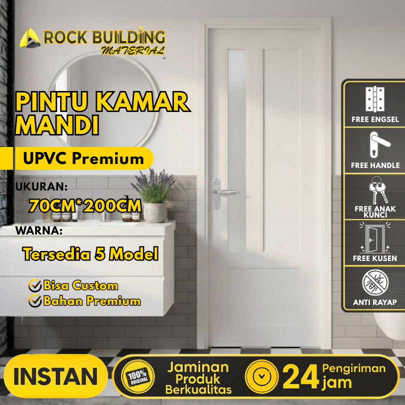 Pintu Kamar Mandi UPVC Platinum 70CM x 200CM Pintu Kamar Mandi UPVC Tebal Pintu Kamar Mandi Premium