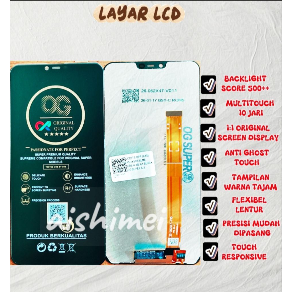[ORIGINAL] OG LCD OPPO A3S/A5/AX5 layar sentuh berkualitas