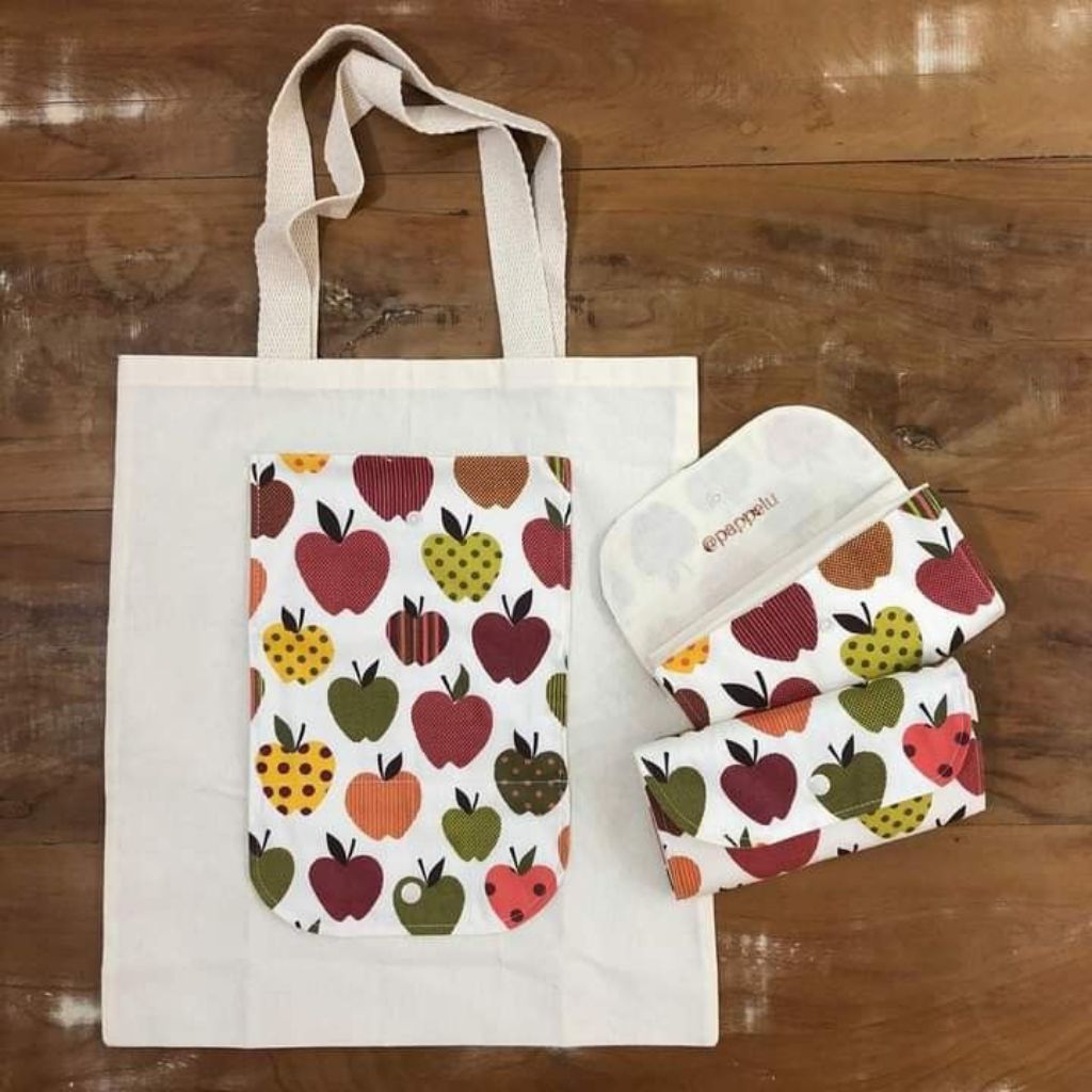 Tas belanja kain blacu, Totebag blacu polos besar, Tas belanja lipat kain blacu ukuran 40x45 cm