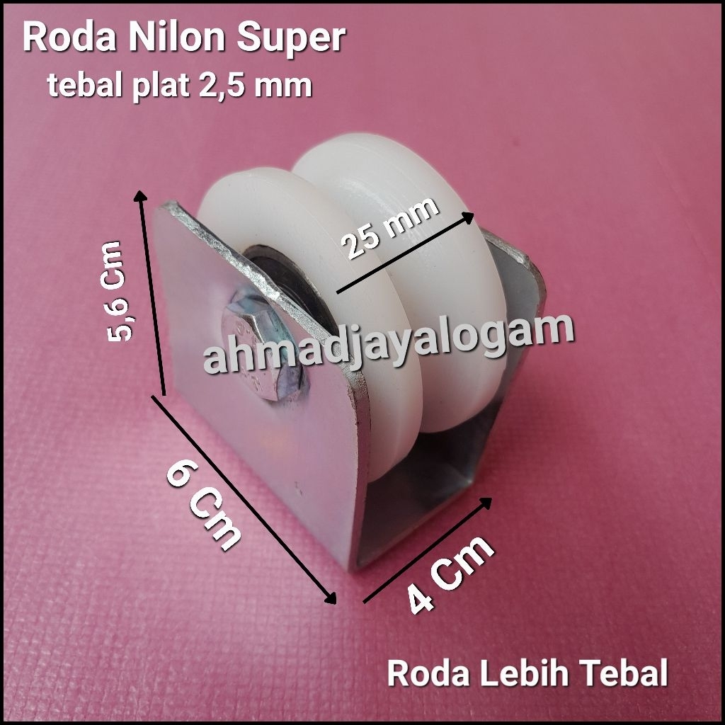 Roda Nilon Super 6cm 7cm 8cm Rel bulat dan Siku, Roda Pagar Nilon