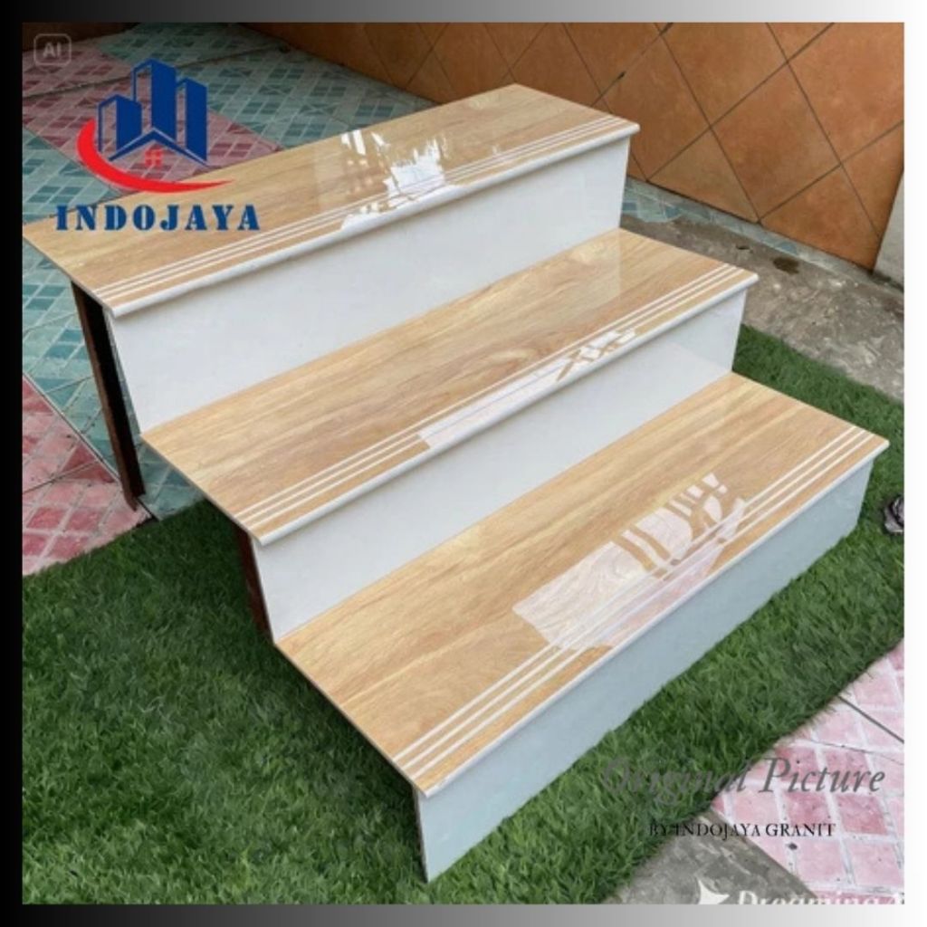 granit tangga motif kayu glosy double bavel 30x80 30x120 keramik list plint granite