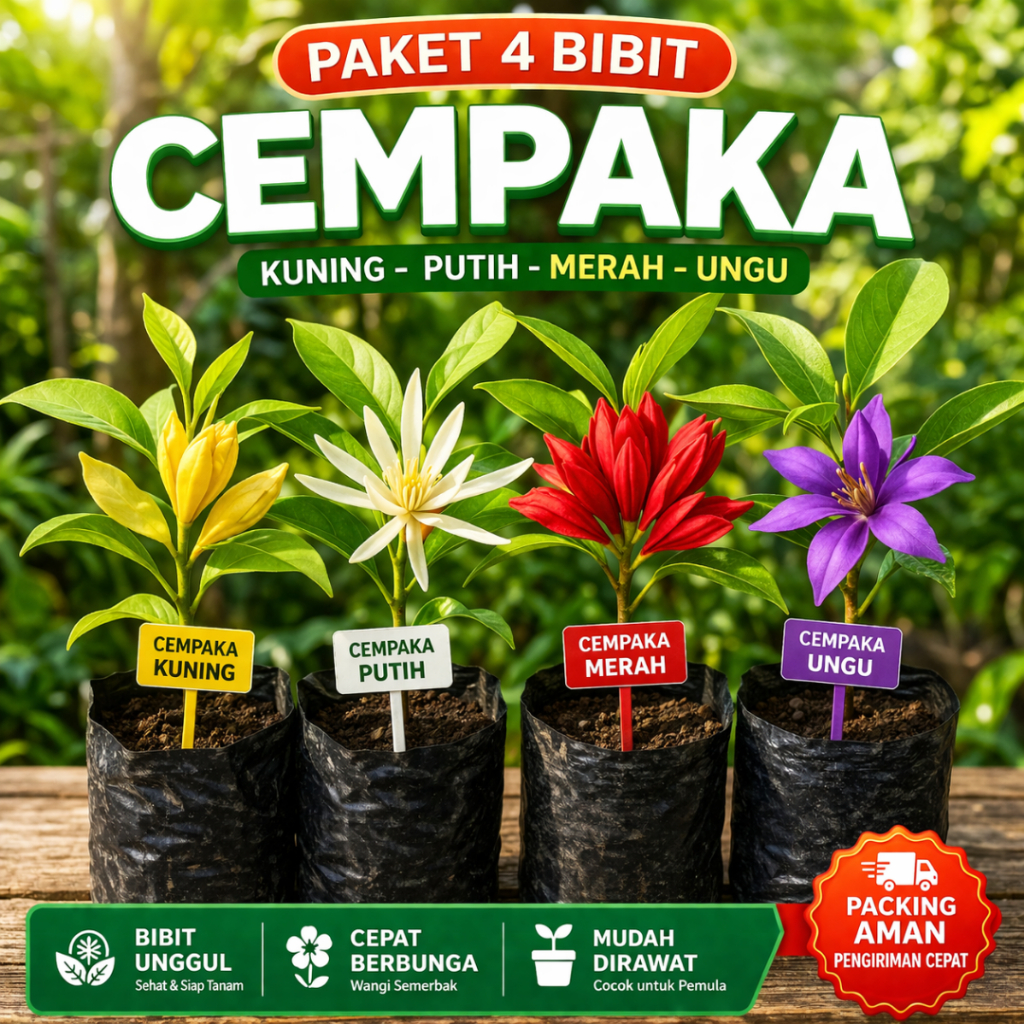 Paket 4 Bibit Cempaka Kuning Putih Merah Ungu Super Harum Cepat Berbunga Tanaman Cempaka Kantil