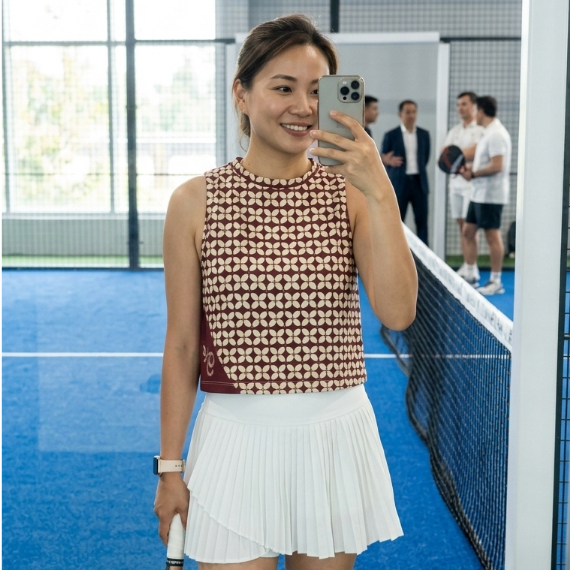 Jersey Custom Padel Muscle Tank Top Batik kawung