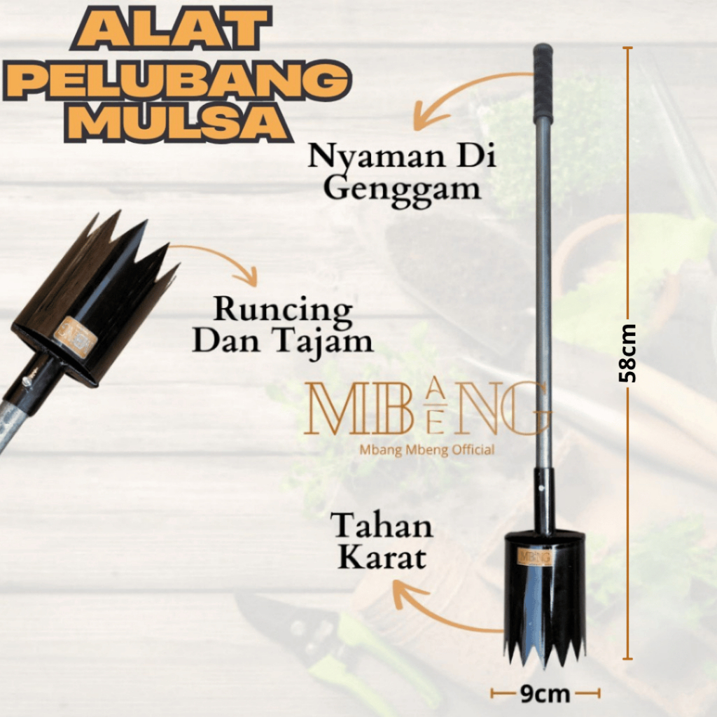 Plong Mulsa diameter 9cm / Alat Pelubang Plastik Mulsa dengan gagang / pelubang mulsa