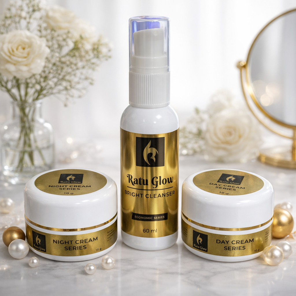 Tanpa Toner ll Paket Skincare Ratu Glow Brightening Series ll Perawatan Kulit Untuk Wajah Normal dan