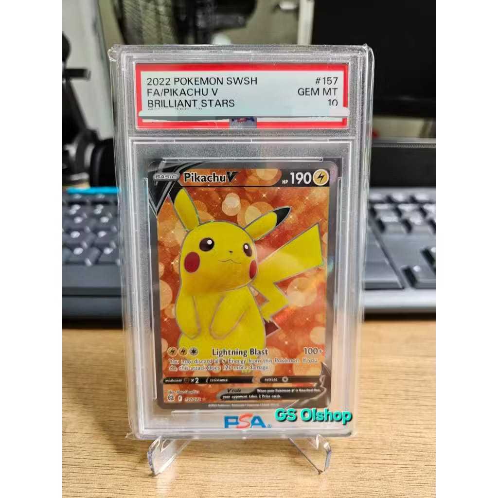 POKEMON PIKACHU SWSH ENGG PIKACHU V BRILLIANT STARS PSA 10 ( SLAB MULUS )