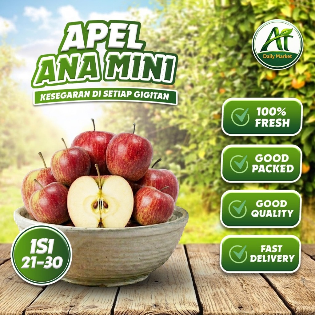 Apel Ana Mini 1kg Isi 21-30 Buah Apel Malang Segar Apel Ana Kecil Cherry Rasa Asam Manis Segar