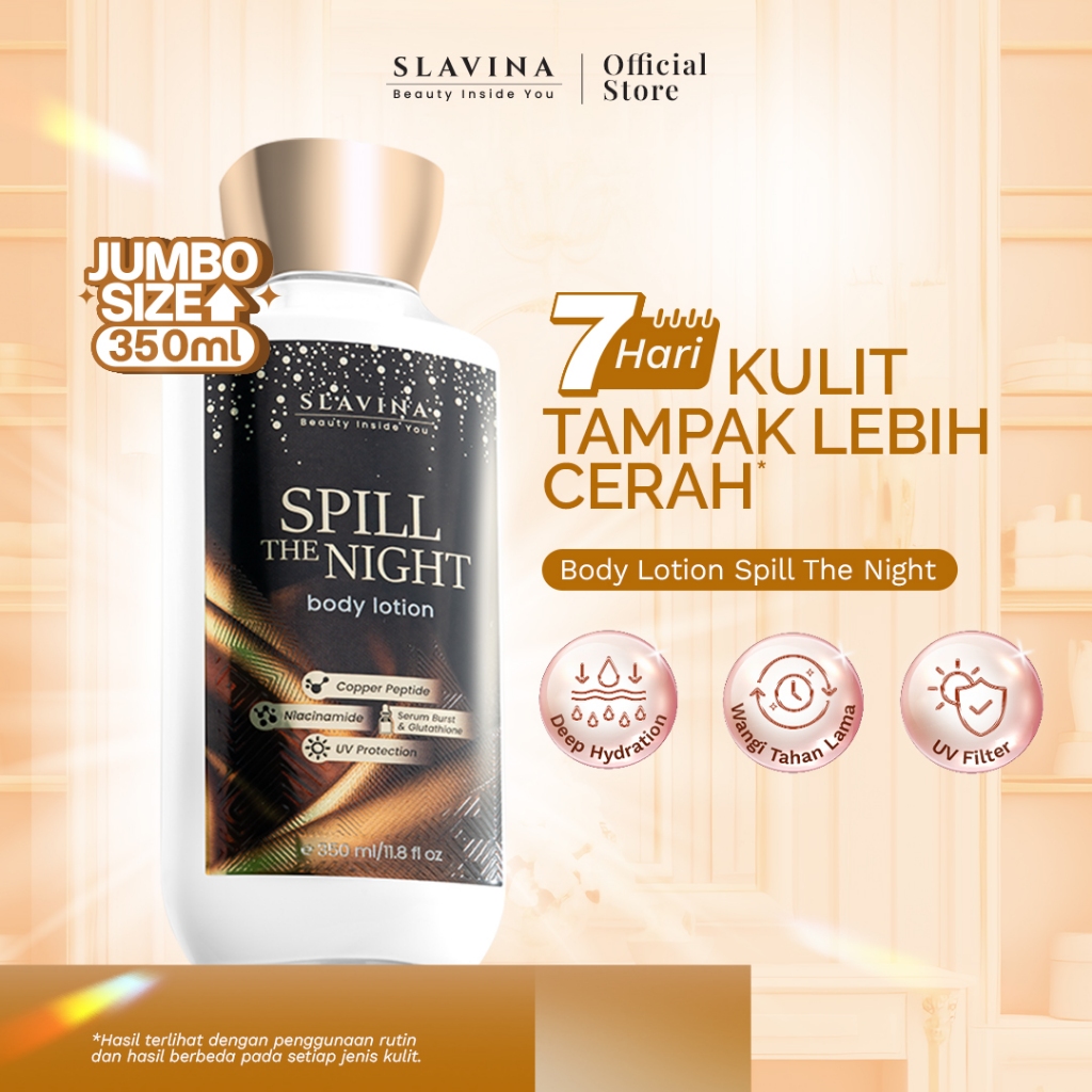 SLAVINA Body Lotion Spill The Night by Nagita Slavina 350ML – Whitening Handbody & Body Serum Mencer