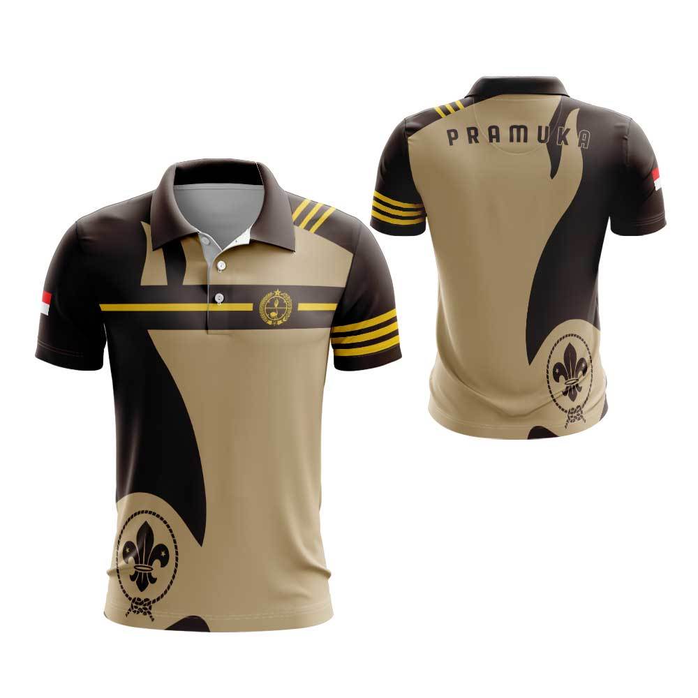 Kaos Polo Pramuka - Jersey Pramuka Pembina Lengan Pendek - Baju Olahraga Guru Pramuka Custom Nama