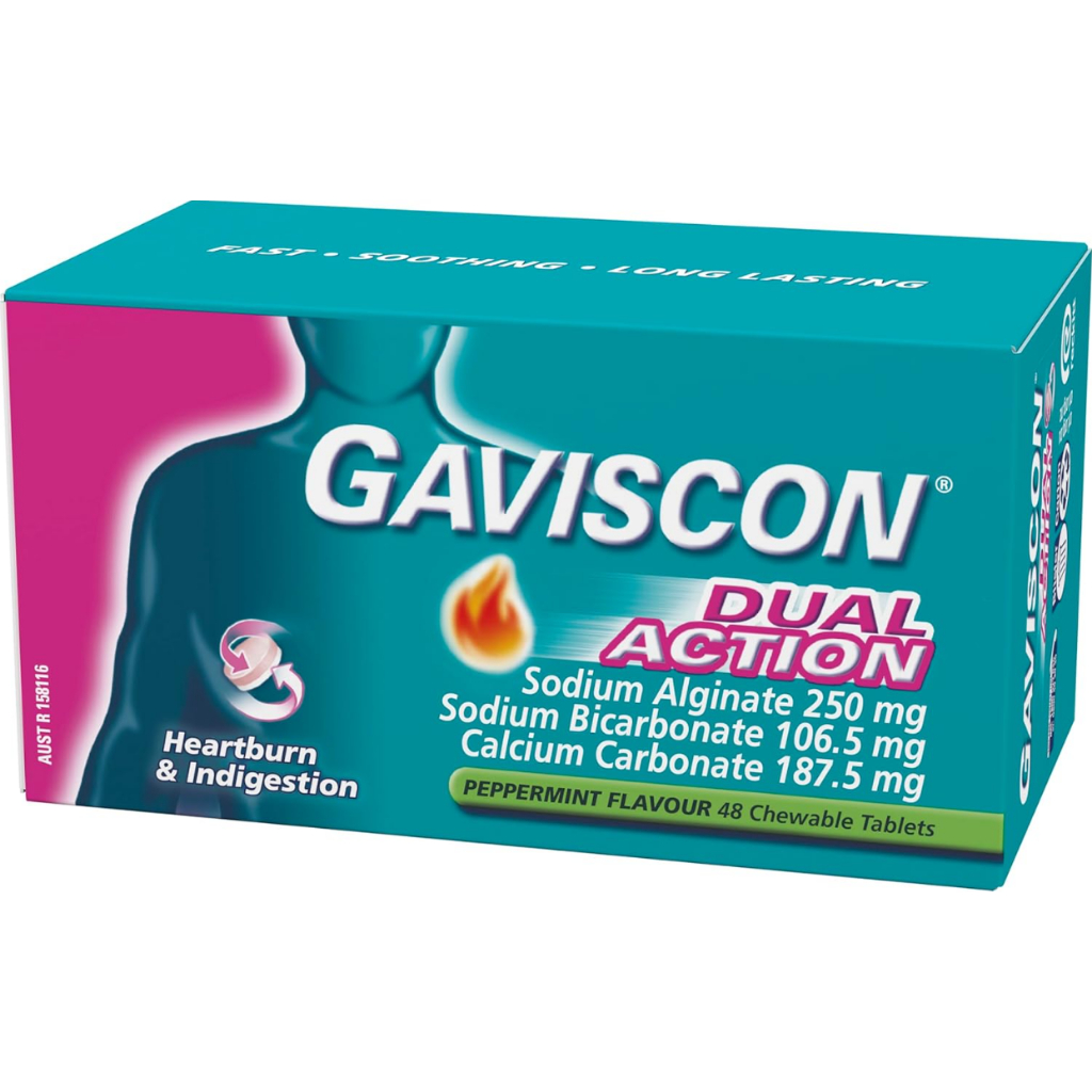 Gaviscon Dual Action Peppermint 48 Tablet - Obat Maag & Asam Lambung Ampuh