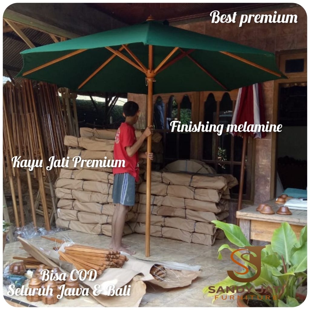 Tenda Payung Taman Bahan Kayu Jati Outdoor