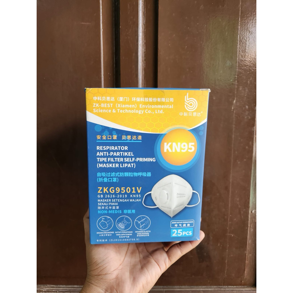 KN95 ZKG9501V Standar Masker KN95 ZKG9501V Standar 3M 9501V+ Isi 25 Pcs