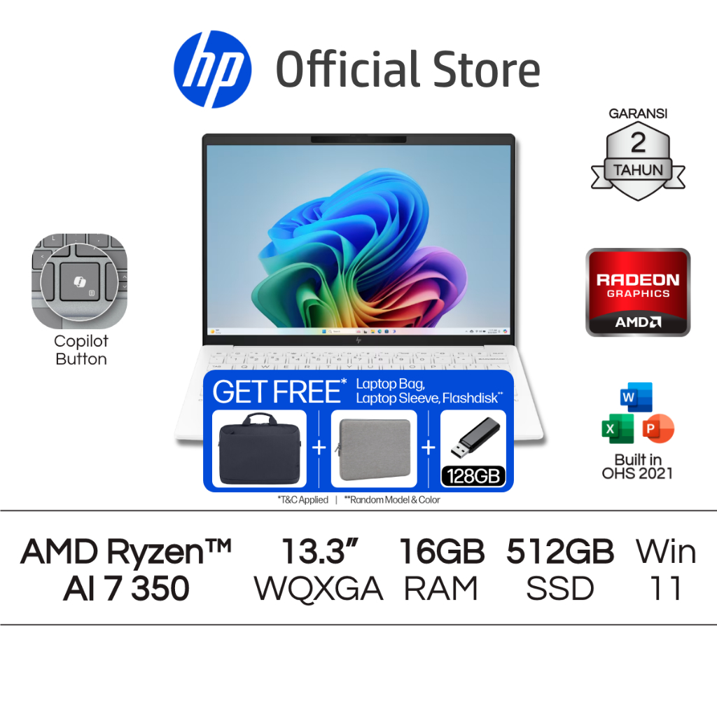 Laptop HP Pavilion Aero - OmniBook 7 Aero [NEW] AMD Ryzen AI 7 Radeon 860M 16GB RAM 512GB SSD Silver