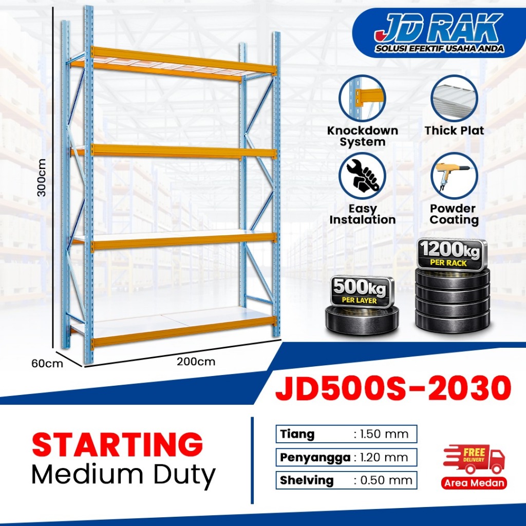 Rak Gudang Medan/Rak Besi Siku/Rak Siku Serbaguna/Rak Susun Serbaguna RAK STOK 500KG/Layer /STARTING