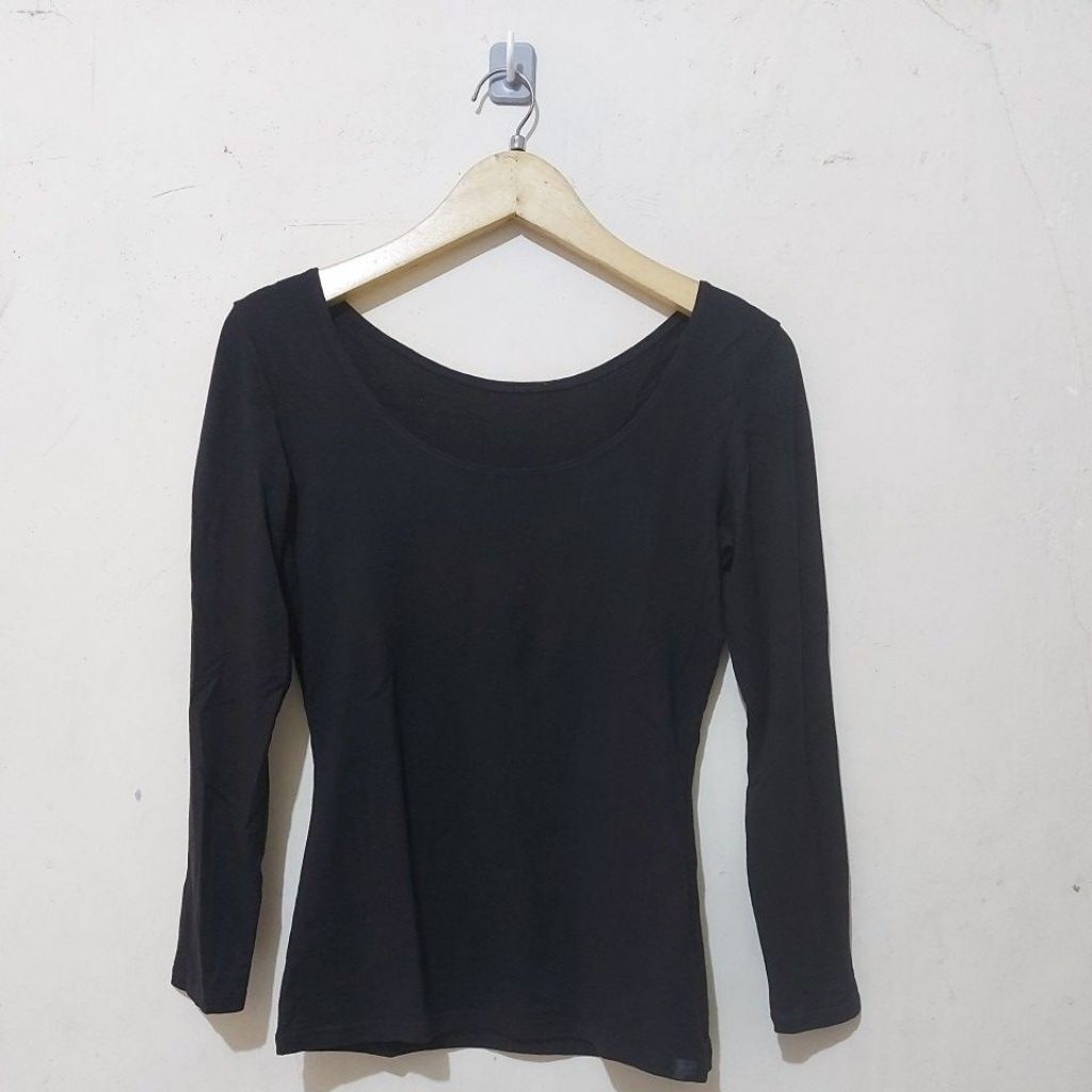 code:M791>Tshirt Heattech extrawarm scoop neck UNI*M