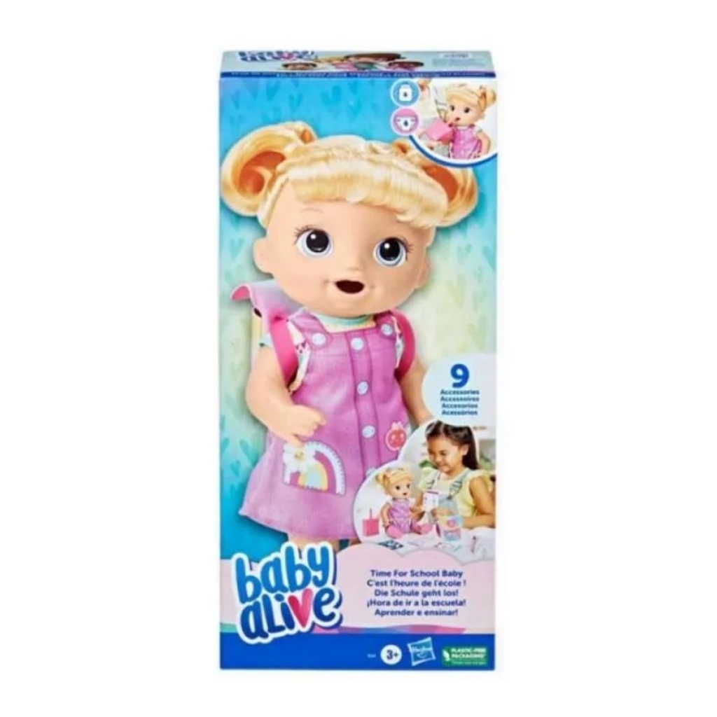 BABY ALIVE TIME FOR SCHOOL BABY BLONDE PLAYSET BABY DOLL MAINAN BONEKA BABY ALIVE MAINAN PEREMPUAN A