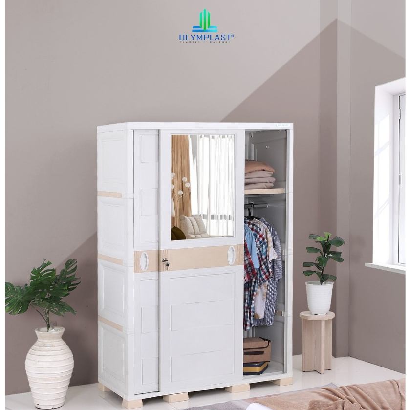 Olymplast Lemari Pakaian Sliding 2 Pintu Plastik  | Lemari Baju Sliding | OTC SLIDING