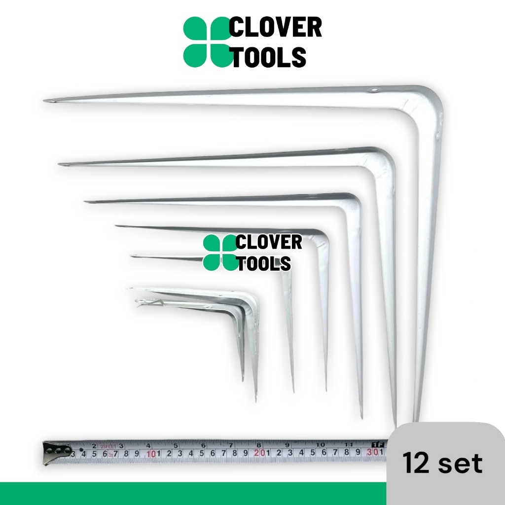 GROSIR siku rak dinding putih 3 - 14 inch ISI 12 set
