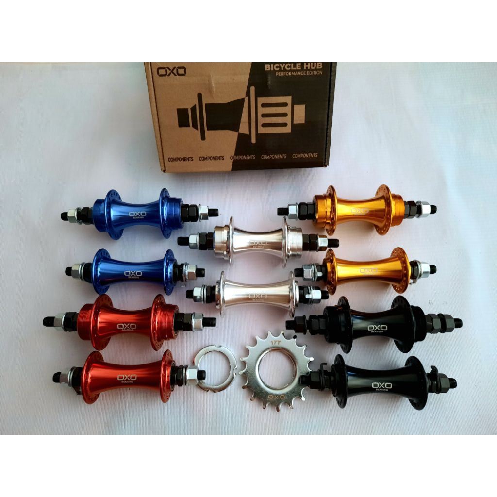HUB FREEHUB SEPEDA FIXIE BEARING OXO HB-675 DEPAN BELAKANG 36 HOLE + COG 17T + LOCK RING