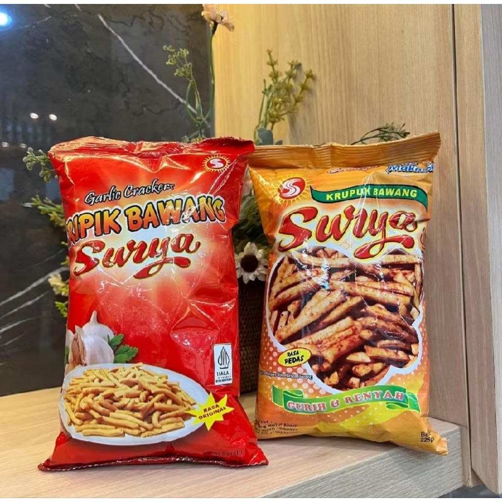 kerupuk bawang surya asli makassar rasa pedas dan original