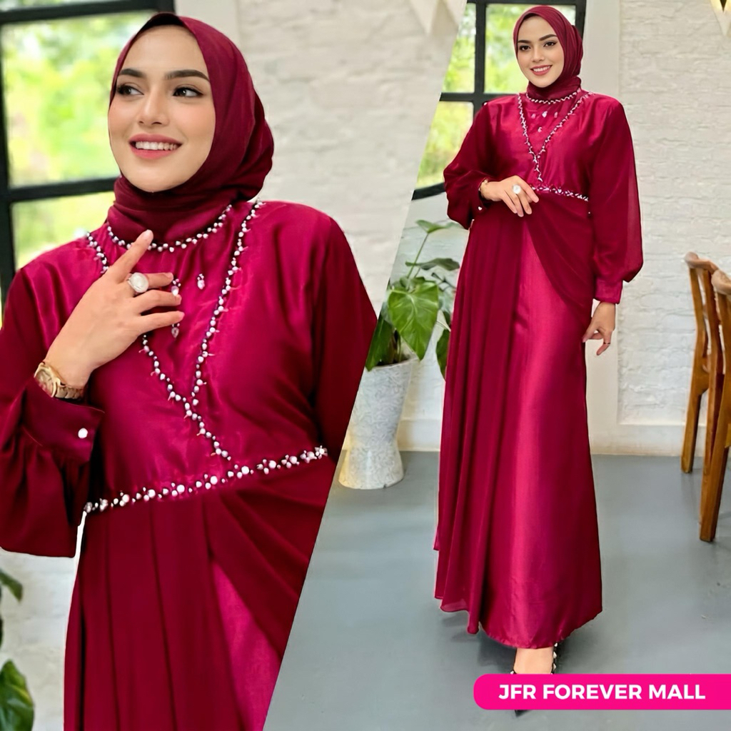 JFR FOREVER MALL - Maira Gamis Pesta Elegan | Dress Kondangan Muslimah | Dress Pesta Muslimah Modern
