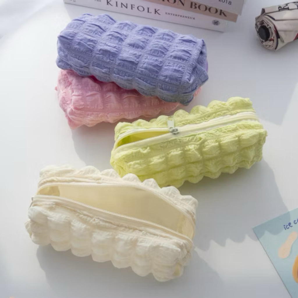 Korean Style Pencil Case / Kotak Pensil Polos Puffy / Tempat Pensil Puffy Aesthetic