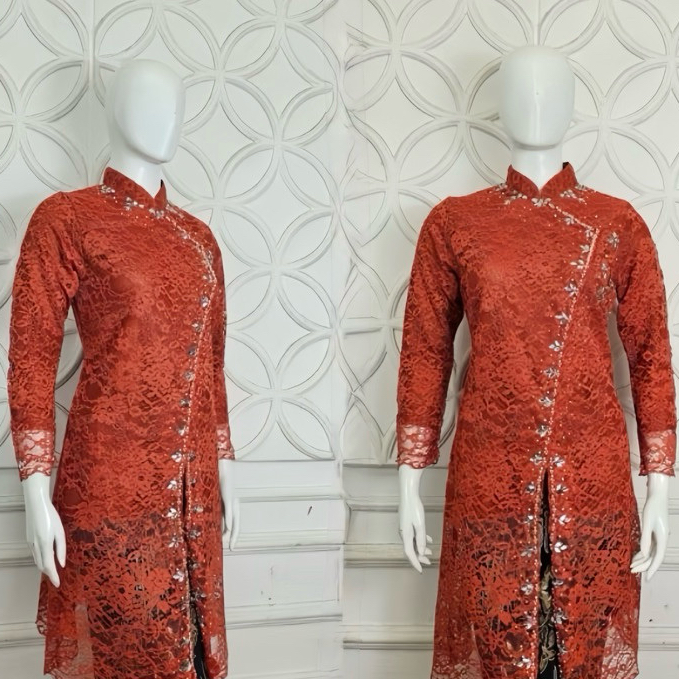 Kebaya Tunik Brokat Tamara Mix Payet Jumbo Ld 120 Baju Pesta Kondangan Wisuda Modern