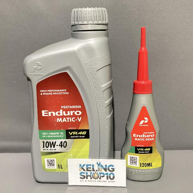 Paket Oli Motor Matic Pertamina Enduro Matic-V 10W-40 1 Liter Plus Oli Gardan Enduro 120ml Original
