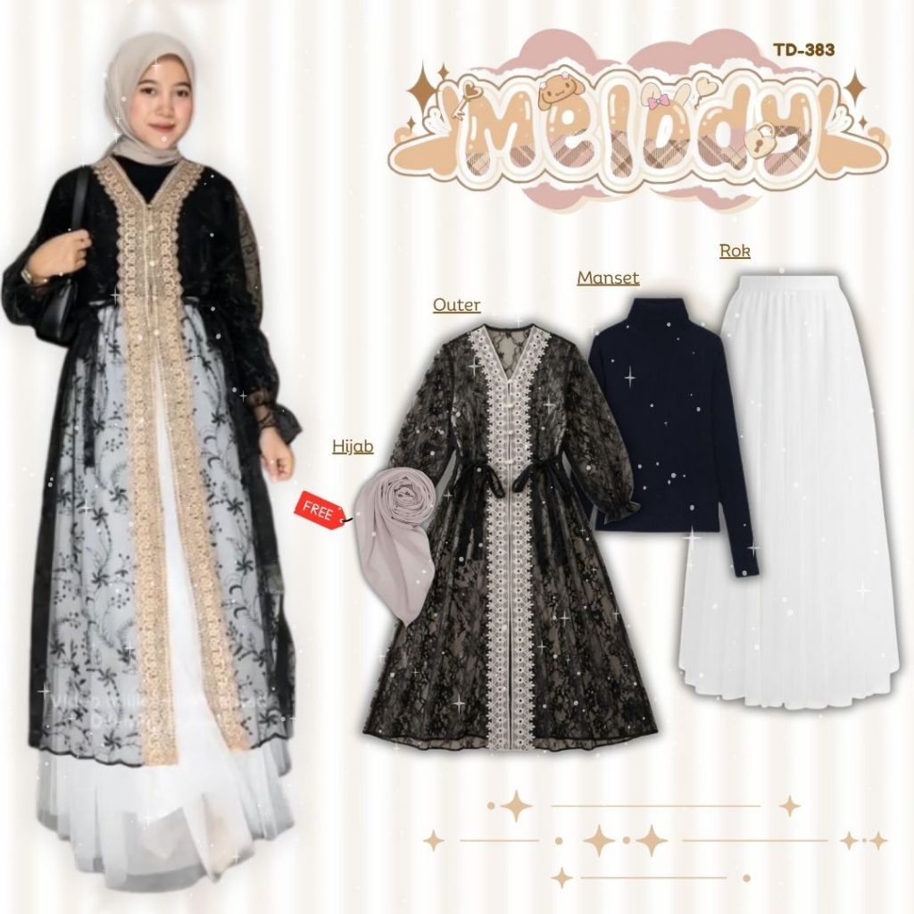 Urbanstreetwear - OneSet Kondangan Terbaru ( Outer Tunik + Manset + Rok Tutu + Bella Square ) OOTD O
