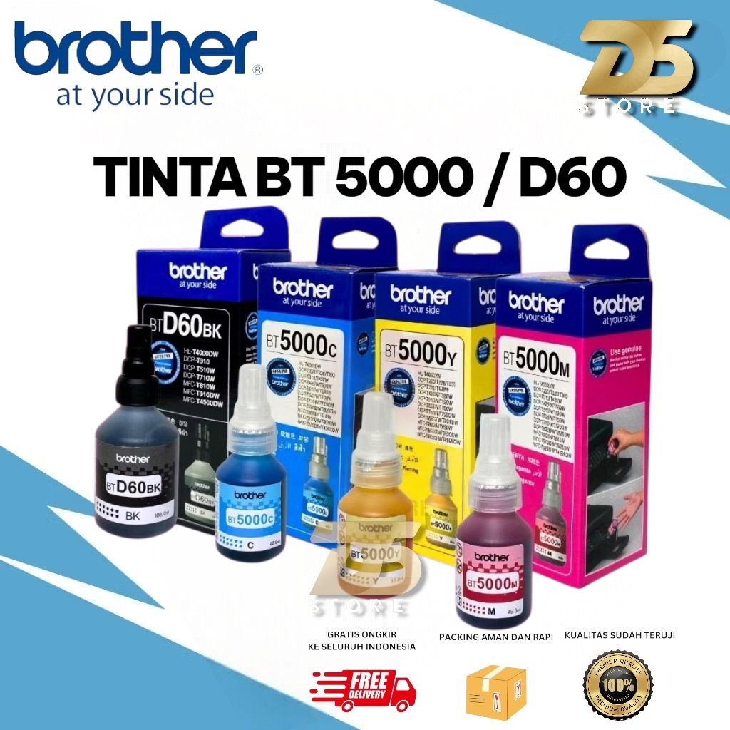 1 Set Tinta Brother Original Support Printer : DCP-T310 DCP-T510 DCP-T710 BALCK CYAN MAGENTA YELLOW
