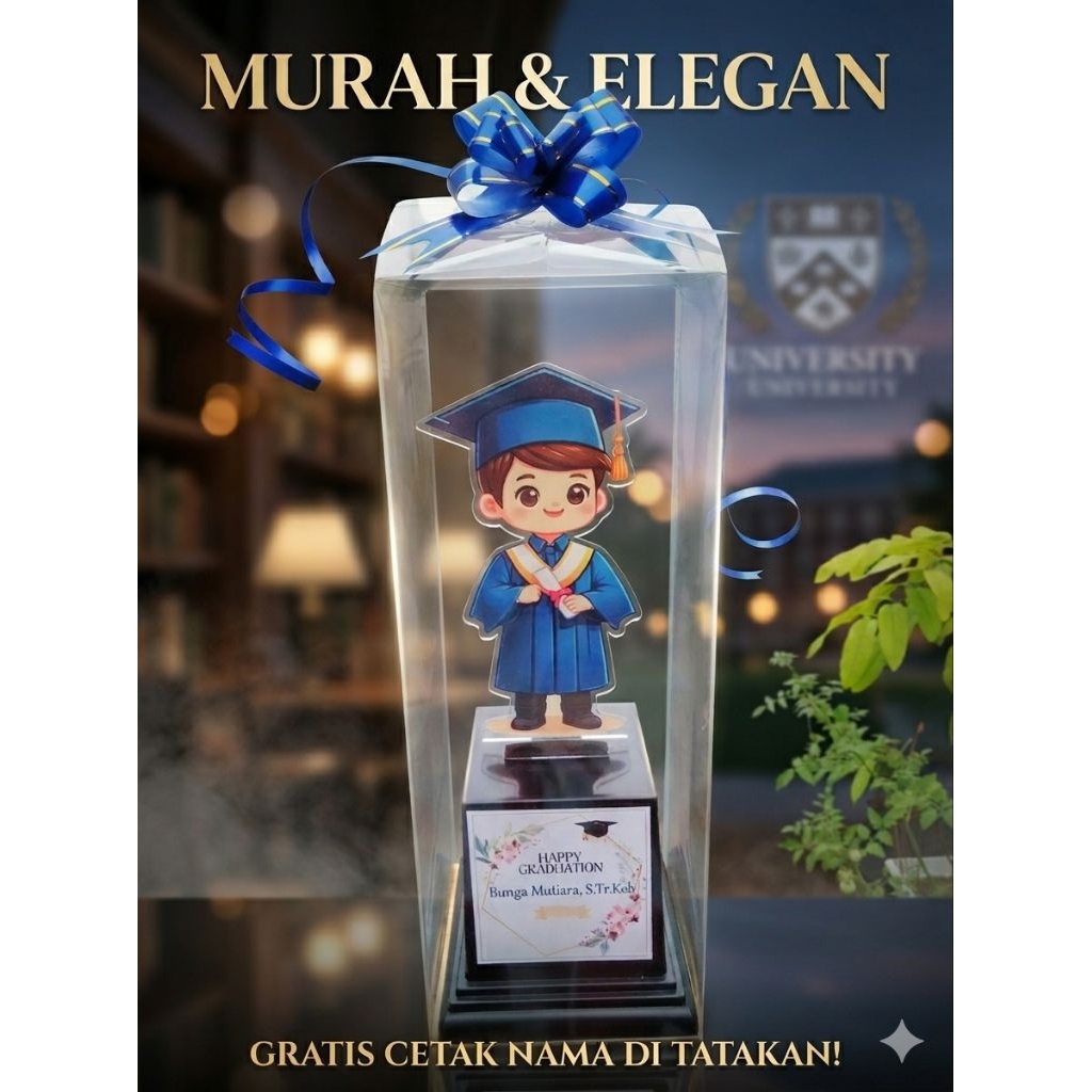 Piala Akrilik Hadiah Wisuda Bisa Request Nama