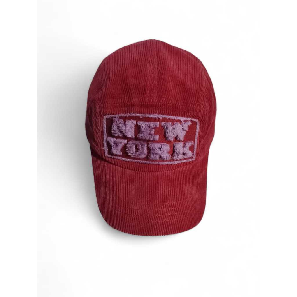 Topi 5 Panel Corduroy Vintage New York Bordir Towel | Preloved Topi Vintage Corduroy