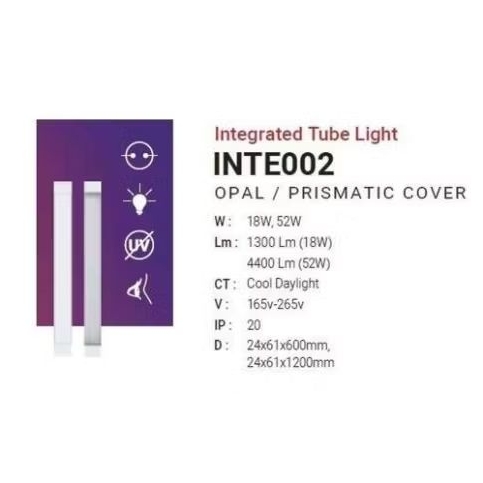 Inlite Led T8 52Watt Prismatic Integrated Putih