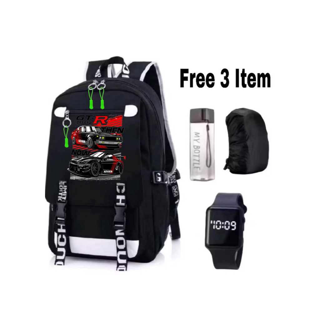 Tas Sekolah Anak SD Laki Laki Cowo Cowok Ransel MotifMobil Sport GTR Terbaru