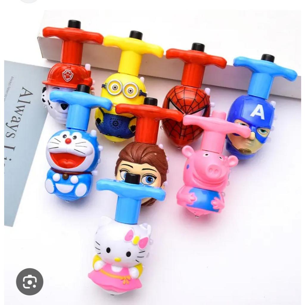 Gasing Karakter Lampu LED & Musik - Mainan Gangsing Flashing Top | Doraemon,spiderman BY40