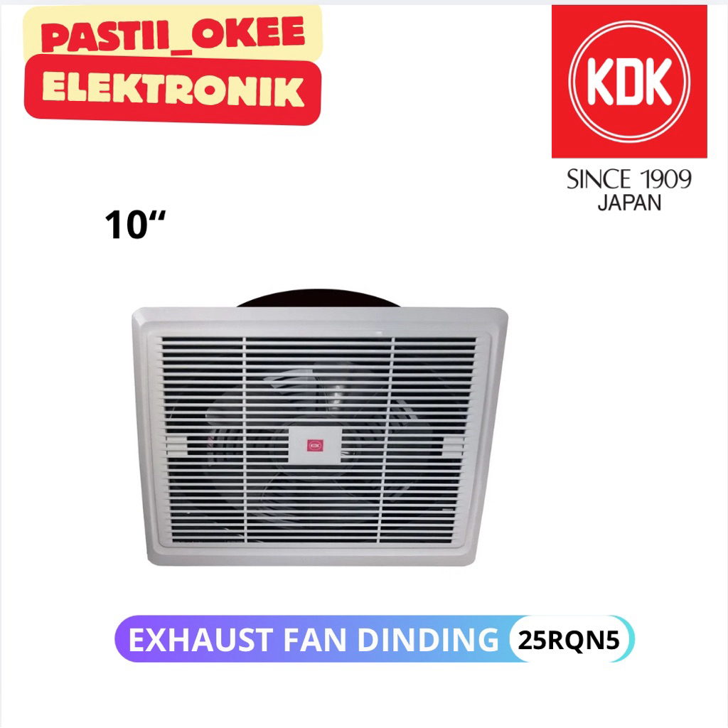 Kipas Angin Exhaust Fan Dinding KDK 25RQN5 10 Inch Abu-abu - Suara Halus, Pemasangan Mudah, Motor Ta
