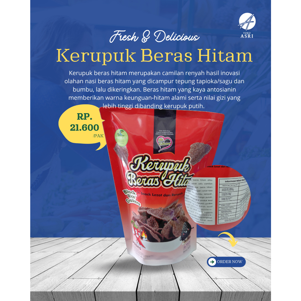 Kerupuk Beras Hitam Black Rice Crackers Kudapan Sehat Tradisional Khas Sukabumi Geopark Cemilan Guri