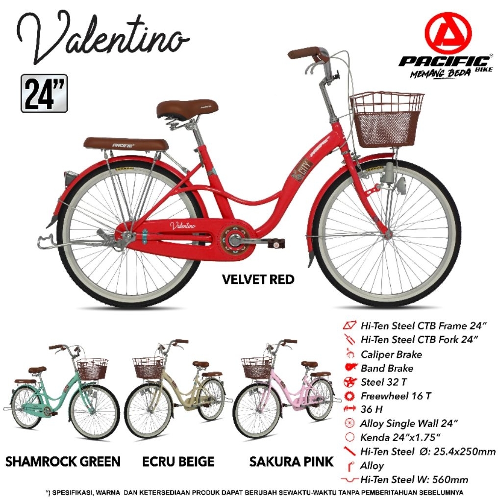 SEPEDA PEREMPUAN DEWASA CITYBIKE MINI 26 INCH PACIFIC RAVELLA XT / ELEMENT VENICE HELLO KITTY ALLOY 