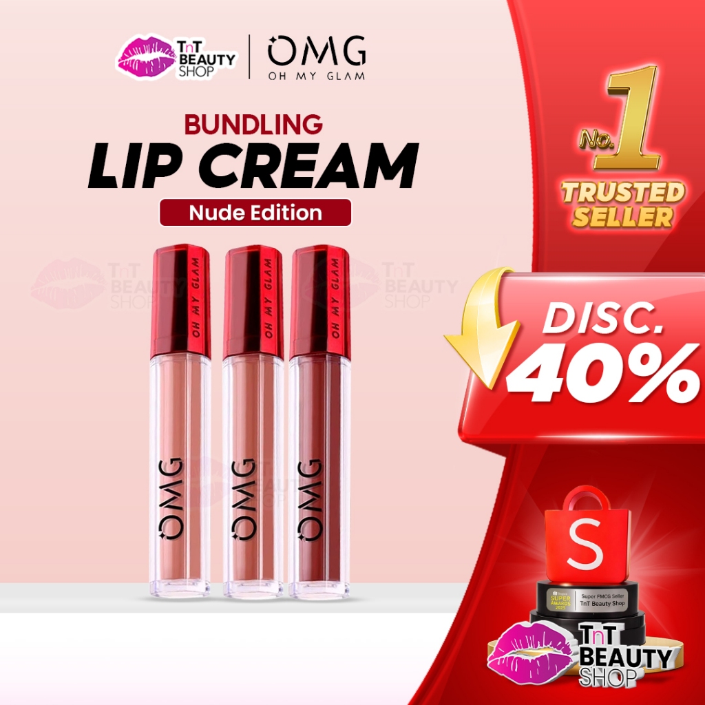 [ BUNDLING Get 1 Gift ] OMG OH MY GLAM Matte Kiss Lip Cream Nude Package - Lip Cream Matte (Paket Bu