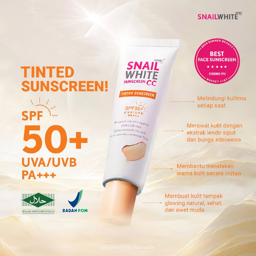 [NEW SIZE DISCOUNT] Snailwhite - Sunscreen CC Cream Snail White Thailand - Tube 30ml SPF 50+/PA+++ B