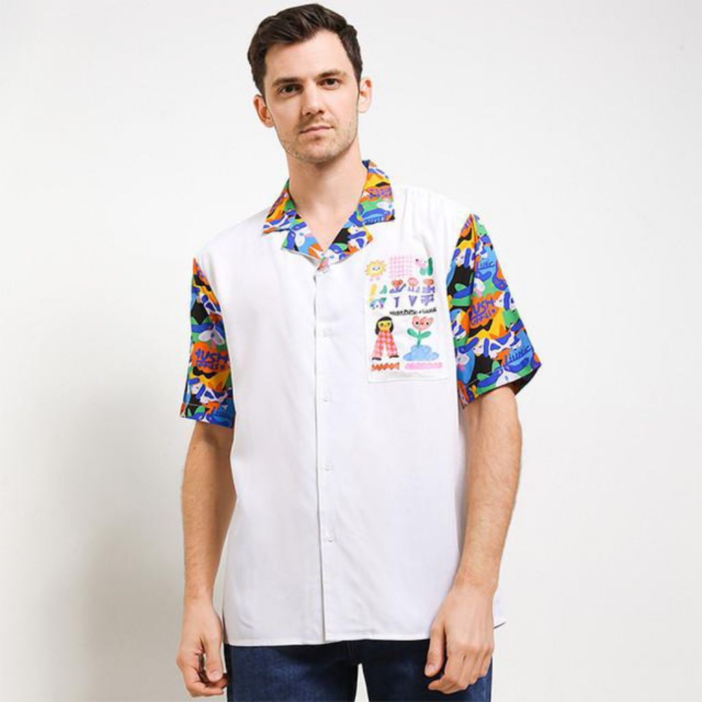 Men’s Liunic Legra White Short Sleeve Shirt / Kemeja pria original branded / kemeja unisex terbaru