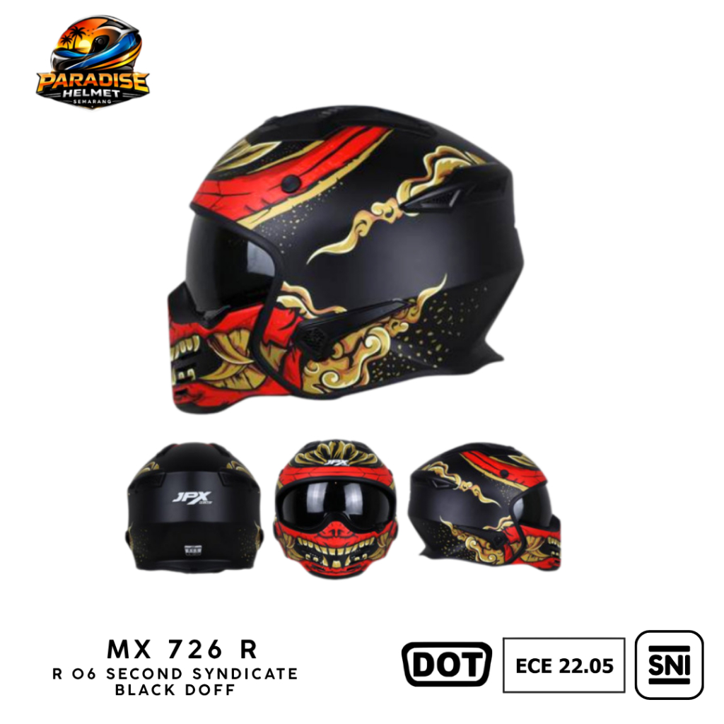 Helm Full Face Modular Pria Wanita Harian Motor Standar SNI DOT ECE JPX MX-726R - MX 06 Second Syndi