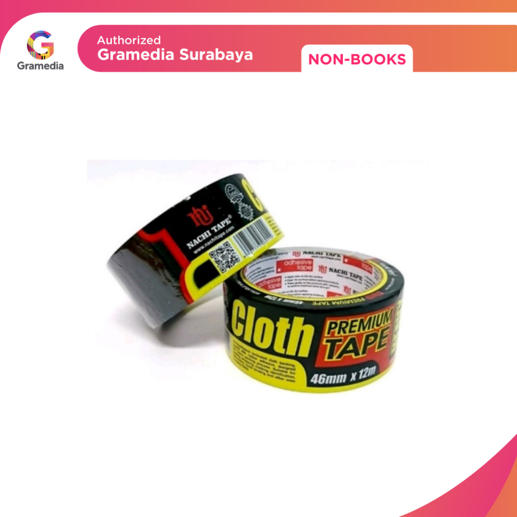 Gramedia Surabaya - NACHI CLOTH TAPE 46MMX12M HITAM