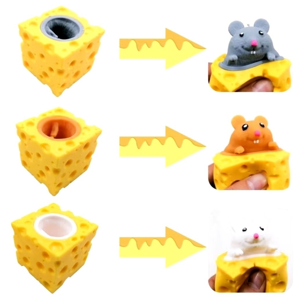 MAINAN SQUISHY TIKUS KEJU KARET SILIKON POP IT / MAINAN TIKUS KEJU PENGHILANG STRES SQUISHY KARET SI