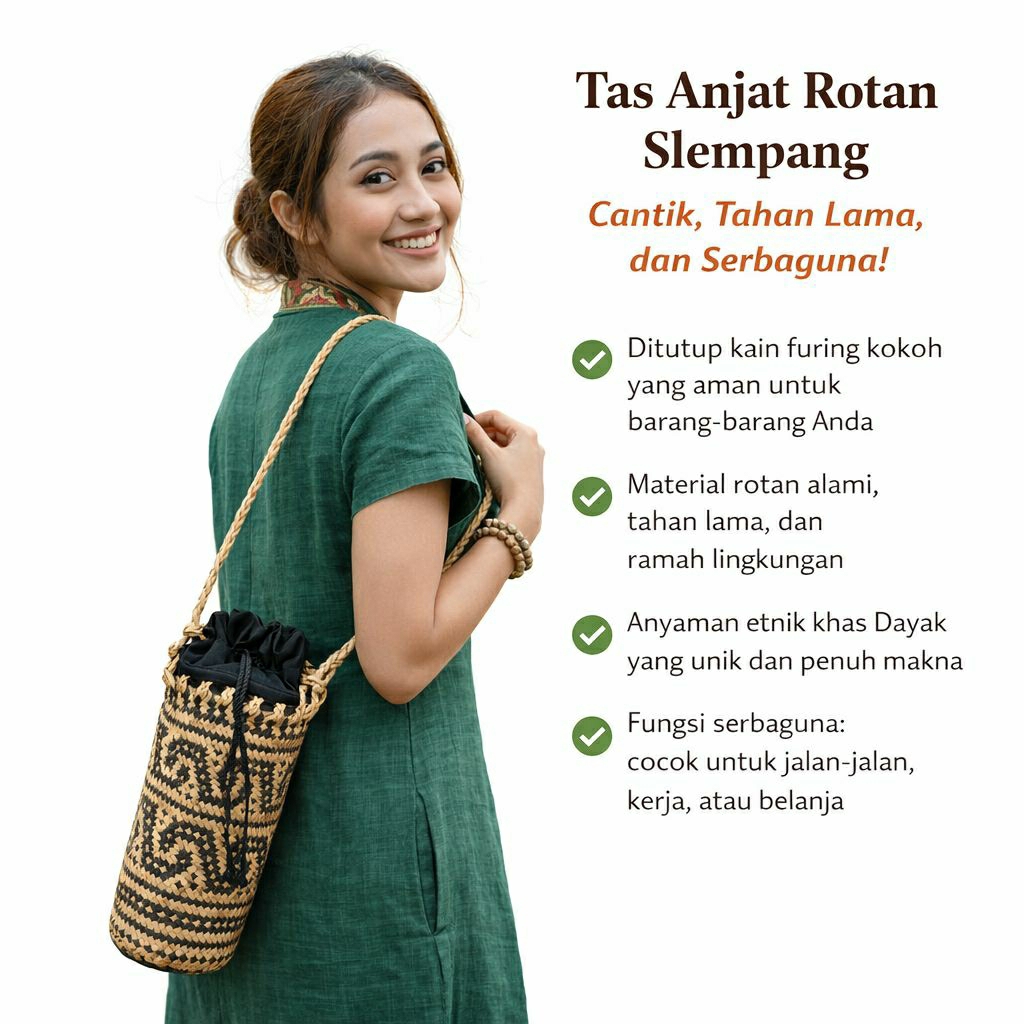 Tas Rotan  Anjat slempang  asli Dayak kalimantan