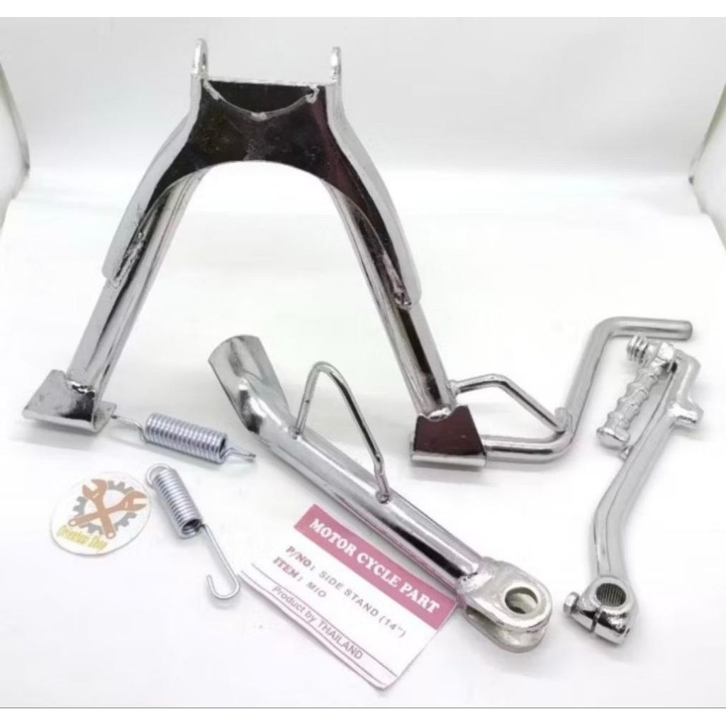 standar tengah ring 14 +standar samping chrome ring 14 +selahan engkol chrome mio smile mio sporty m
