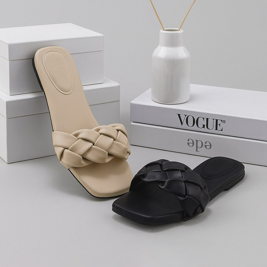 VA - Sandal Flat Wanita No 41 42 43 44 45 | Sandal Teplek Ukuran Super Jumbo Besar - Q 141