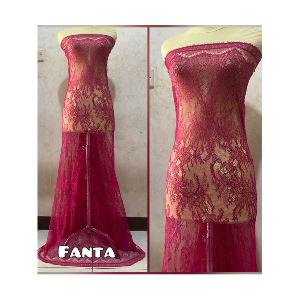 KAIN BRUKAT CHANTILI LACE MOTIF BUNGA BAKAL KEBAYA BALI MODEREN