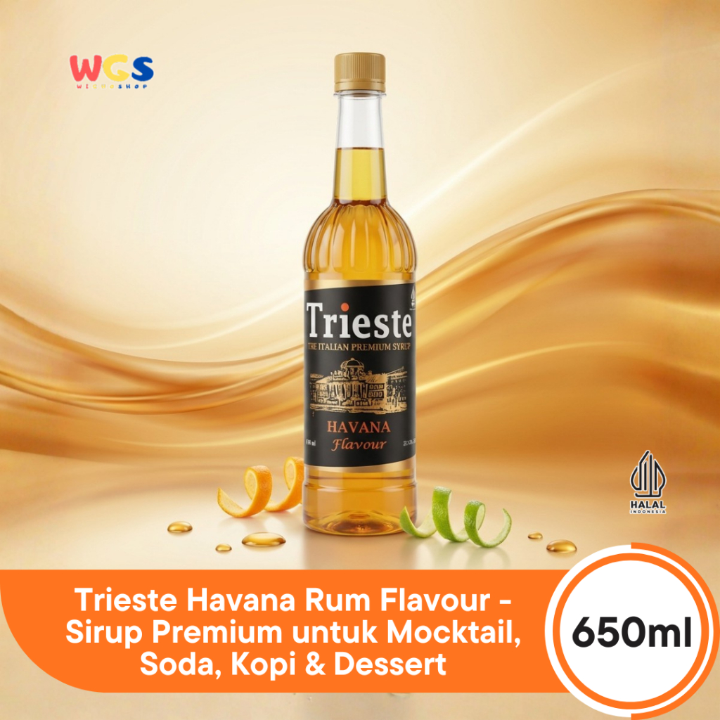 Trieste Havana Rum Syrup Flavour 650ml - Sirup Premium untuk Mocktail, Soda, Kopi & Dessert
